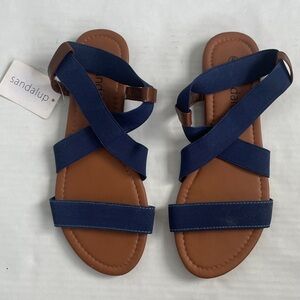 Sandalup Women's Sandals in Blue and Tan 6.5